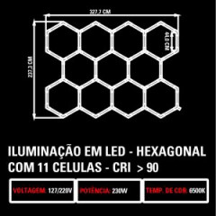 Iluminacao Em Led Hexagonal Com 11 Celulas  Cri>90